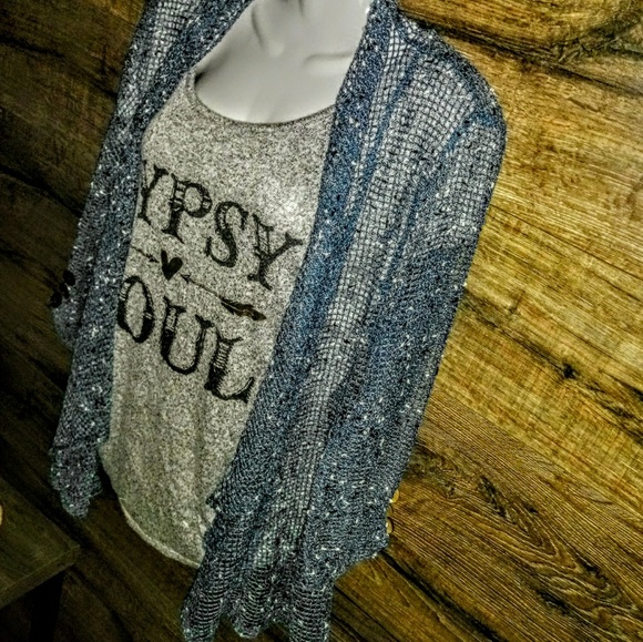 Keren Hart Shrug Wrap Size M Blue Waterfall NWT - Picture 5 of 13